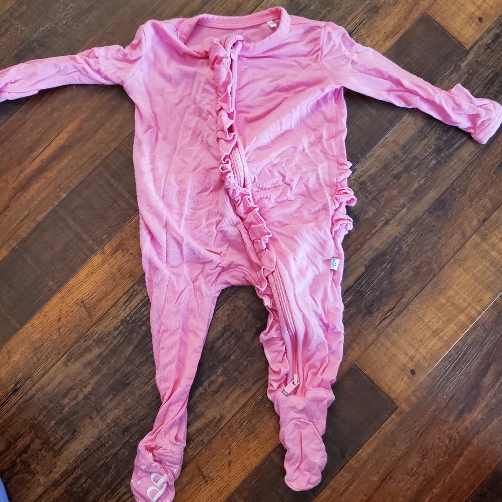 Posh peanut Newborn pink bamboo footed pajamas